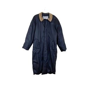 Vtg Lothar’s Goose Down Long Coat Jacket Corduroy Collar Black Button Sz III (M)